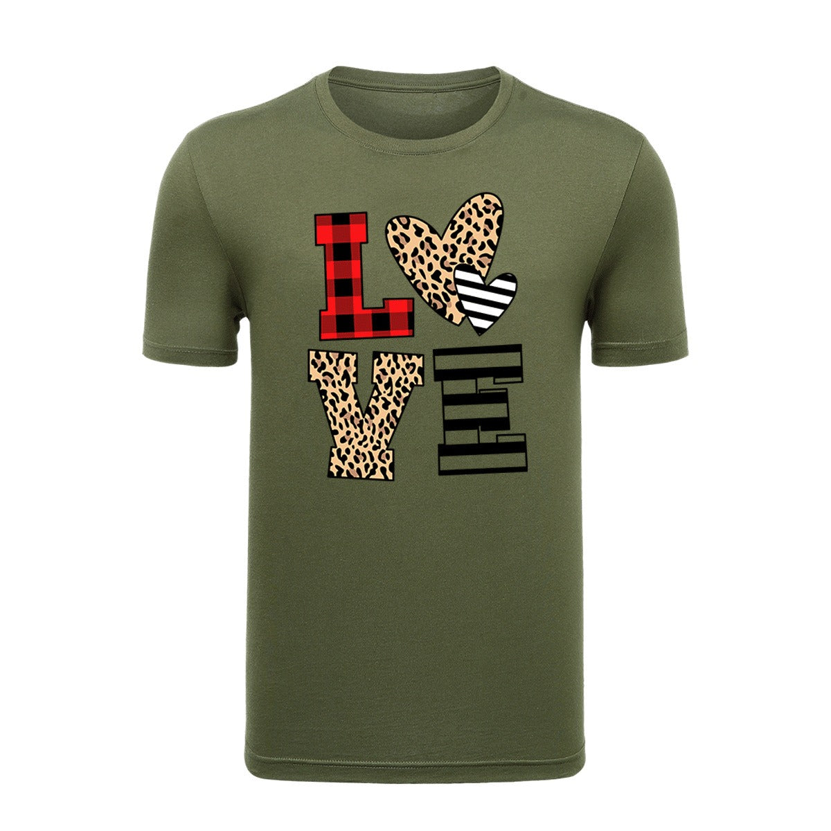 Leopard Print Heart Valentine's Day Shirt for Women - Cute Love Graphic Tee from Mish Mash Market