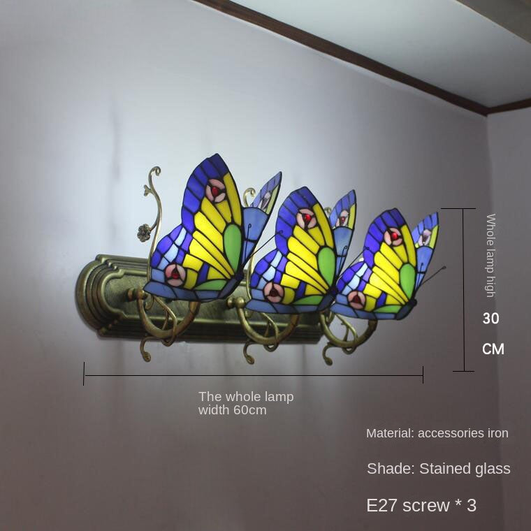 Tiffany Style Stained Glass Butterfly Wall Sconce – Colorful Vintage Accent Lighting