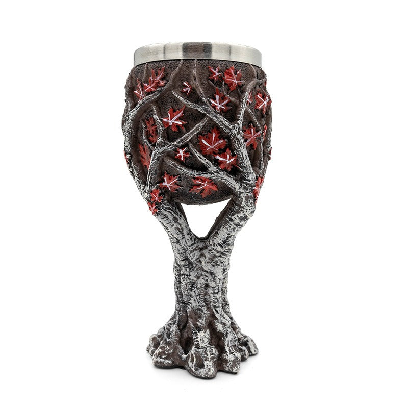 Gothic Tree & Crimson Leaf Skeleton Goblet from Mish Mash Market
