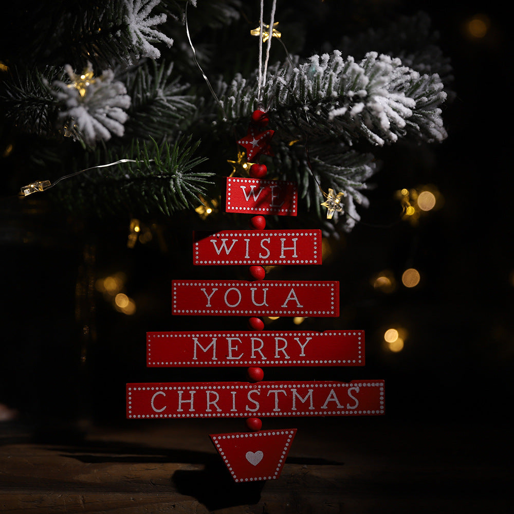 "WE WISH YOU A MERRY CHRISTMAS" Wood Hanging Sign