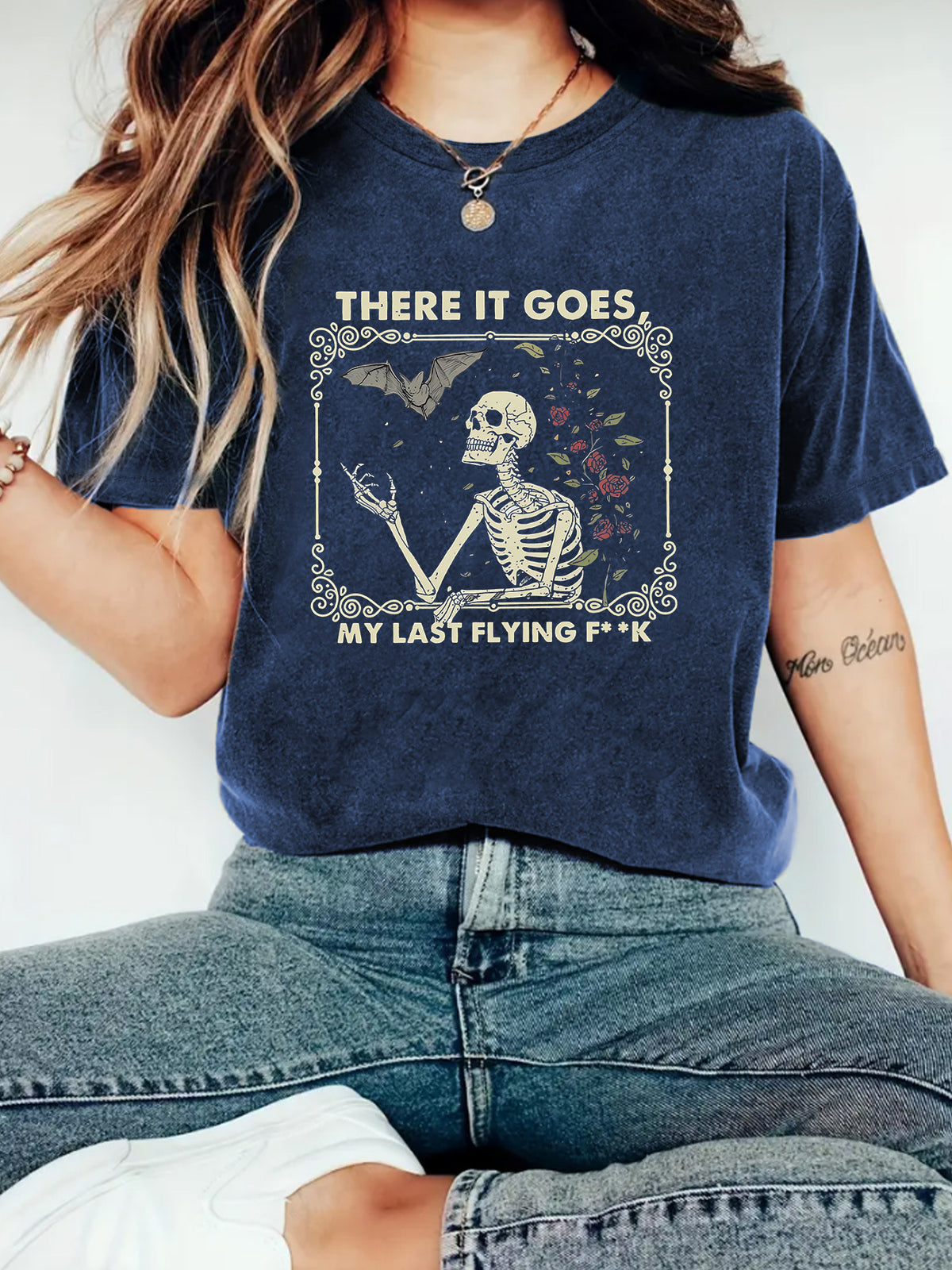 Halloween Skeleton Graphic Print Crewneck T-Shirt from Mish Mash Market