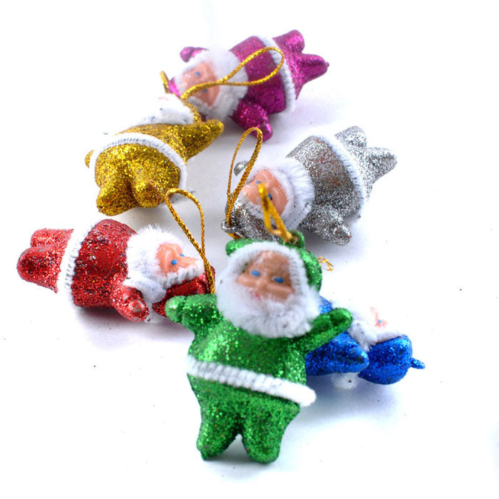6 PC Colorful Christmas Santa Ornaments