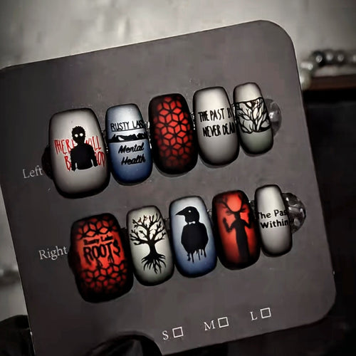 Dark Aesthetic Gothic Press-On Nails Set from Mish Mash Market