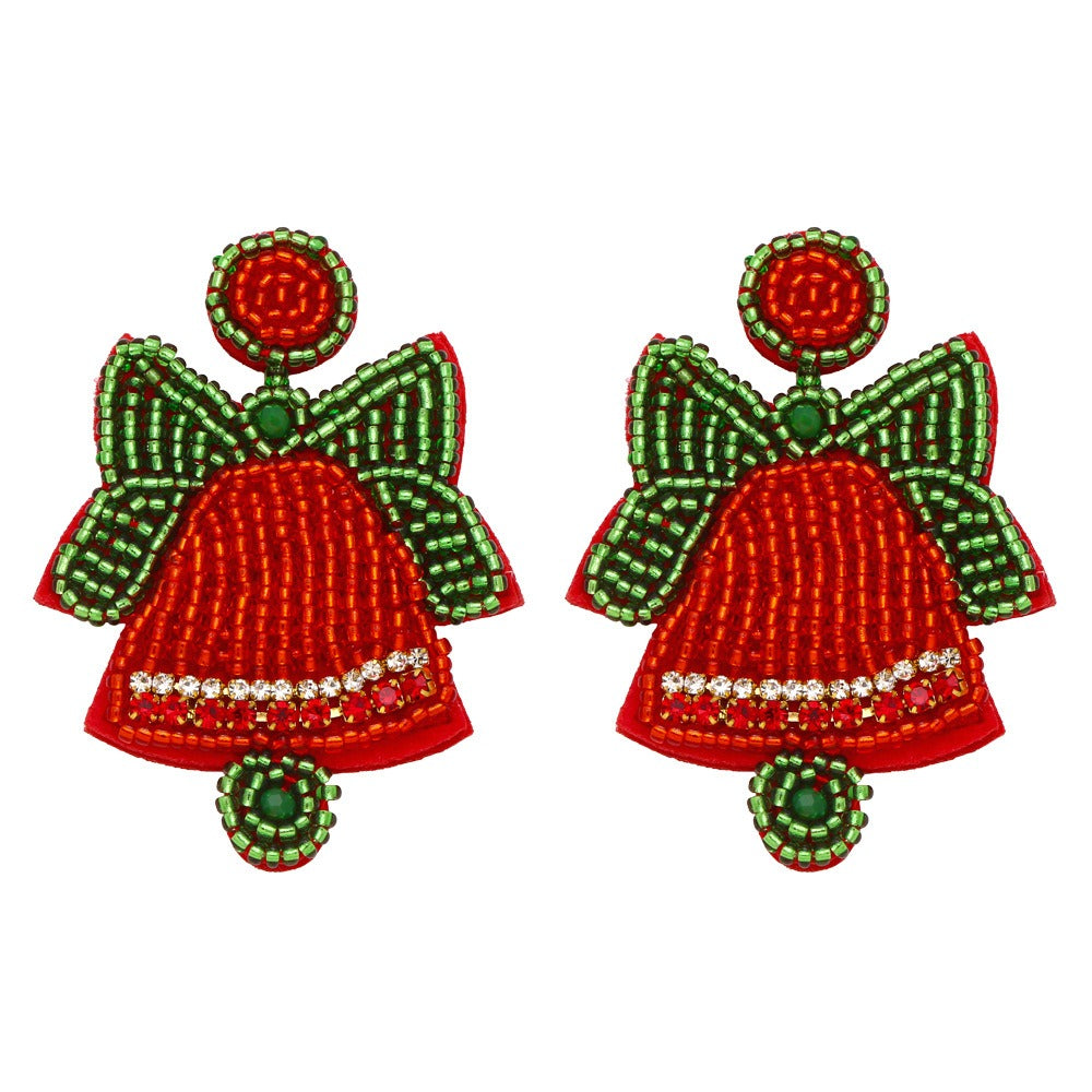 Handmade Beaded Christmas Bell Earrings from Mish Mash Market