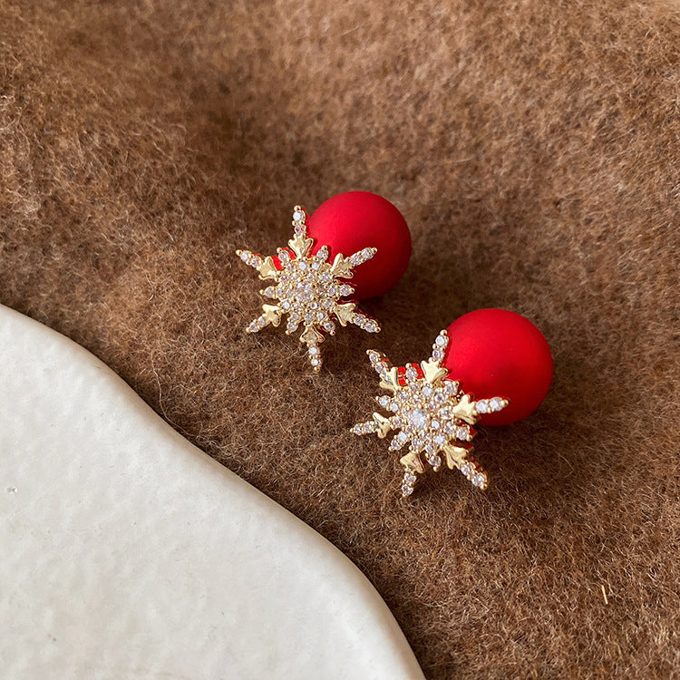 Super Fairy Zircon Snowflake Earrings