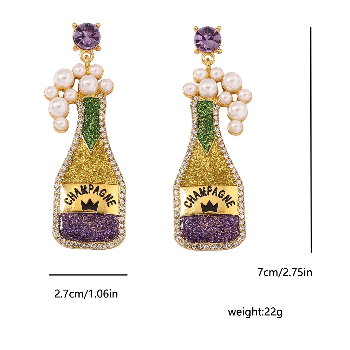 Luxury Carnival Cute Wine Bottle Earrings – Crystal Champagne Bottle