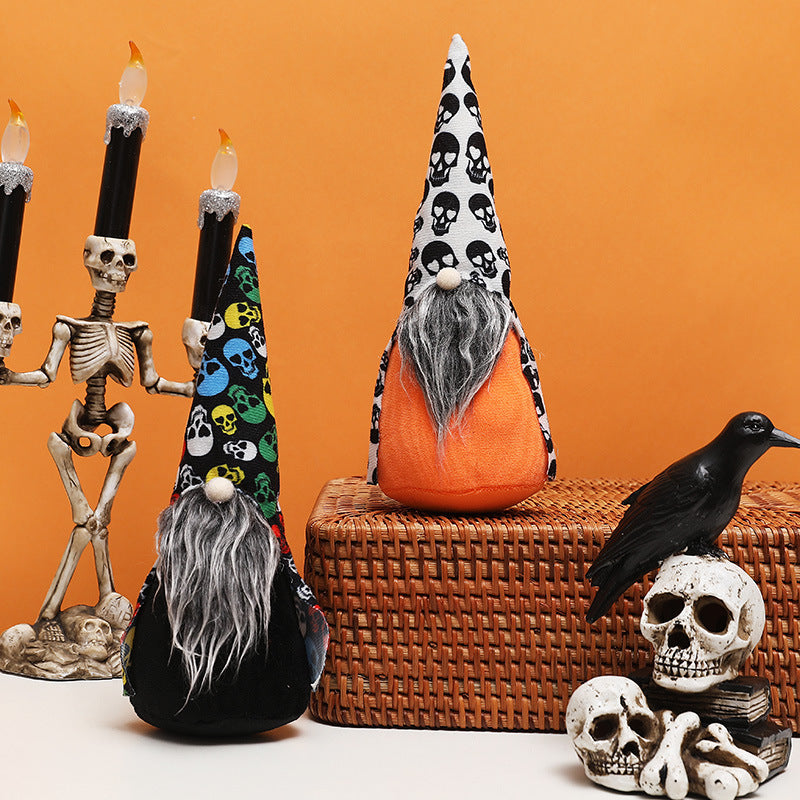Halloween Gnomes with Skull Hats and Cloaks