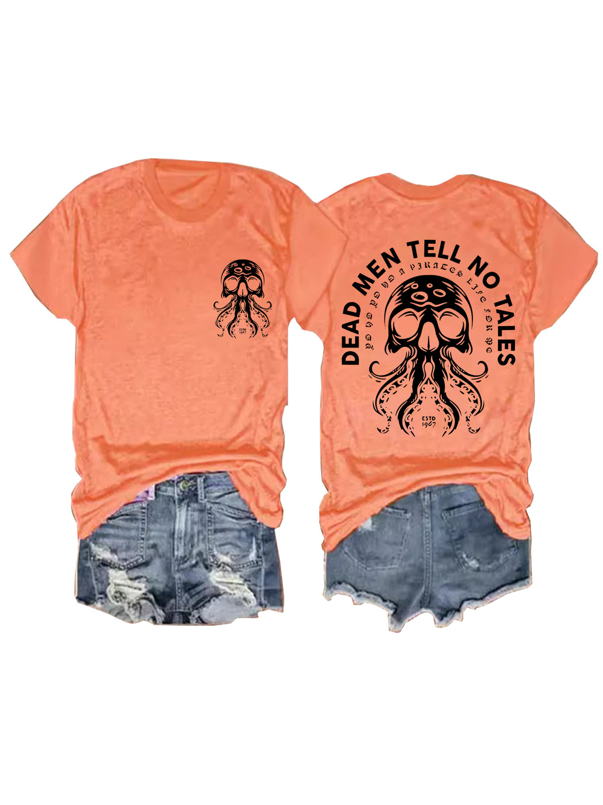 Halloween Octopus Skull Dead Men Tell No Tales Graphic Tee from Mish Mash Market