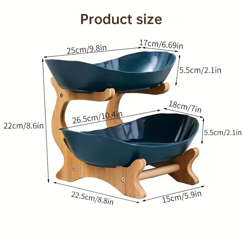2-Tier Bamboo Fruit Stand with Bowls from Mish Mash Market