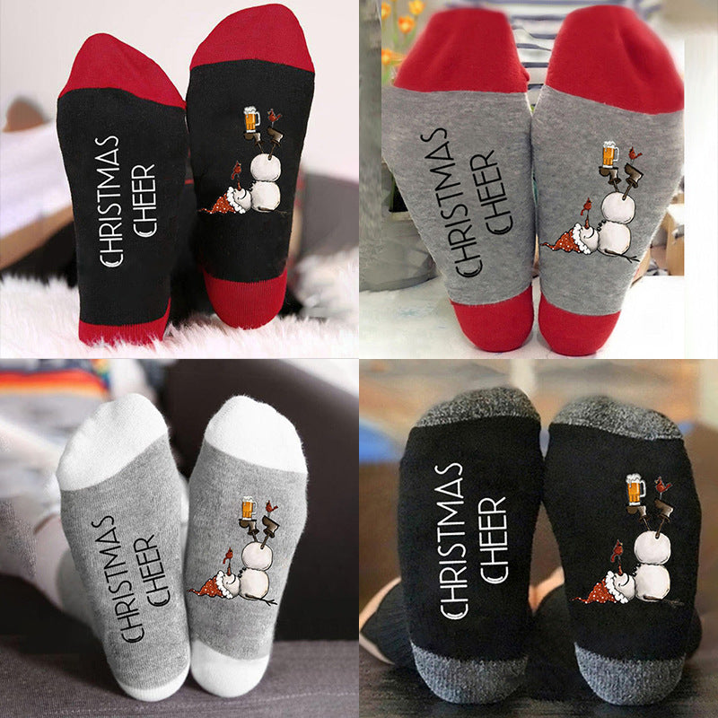 Christmas Cheer Snowman Crew Socks
