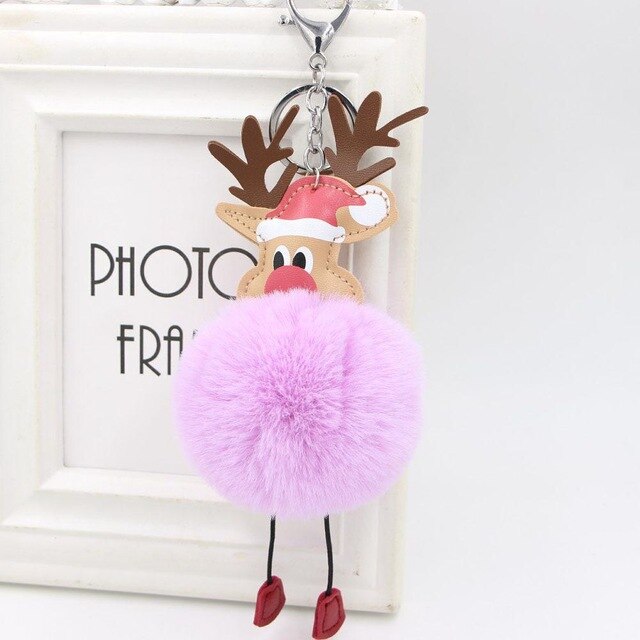 Plush Reindeer Keychain - Christmas Pom Pom Bag Charm & Gift Pendant from Mish Mash Market