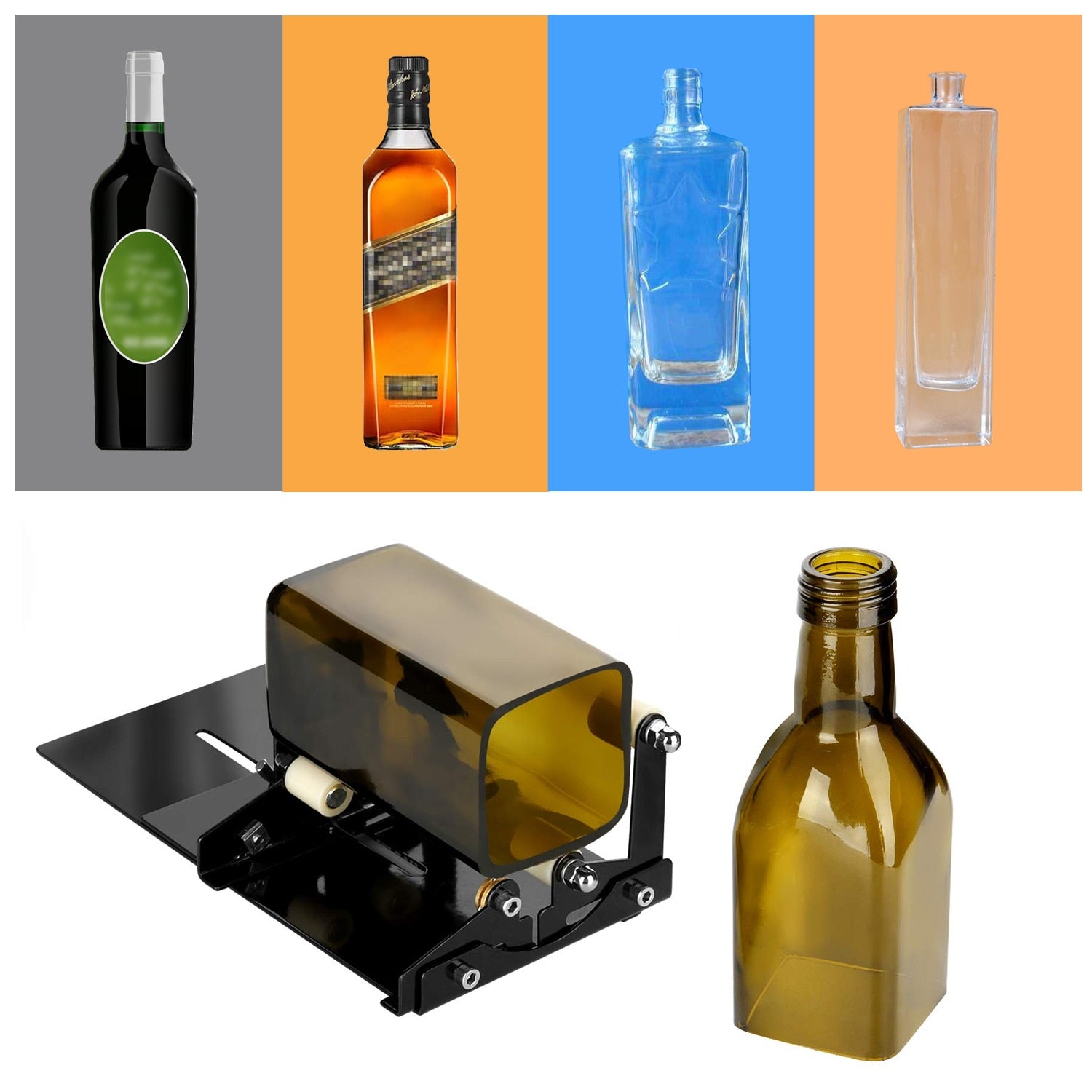 Professional Glass Bottle Cutter – DIY Tool for Square & Round Wine Bottles from Mish Mash Market