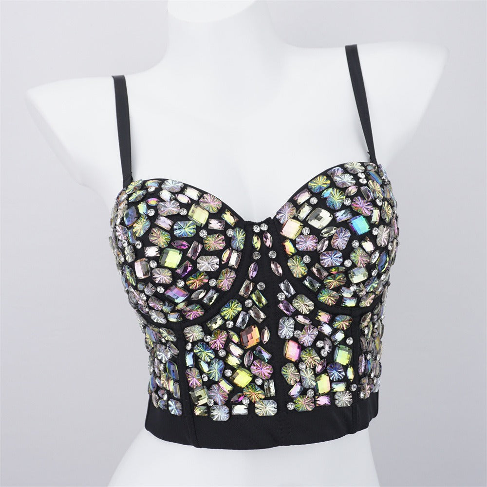 Rhinestone Embellished Bustier Top - Sparkly Carnival & Festival Bralette
