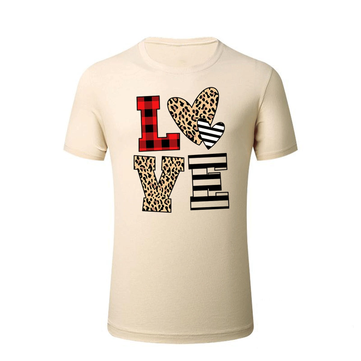 Leopard Print Heart Valentine's Day Shirt for Women - Cute Love Graphic Tee from Mish Mash Market
