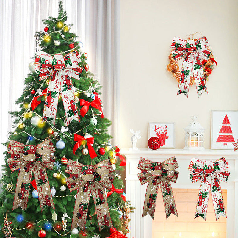 Rustic Red Truck Christmas Ribbon Bow