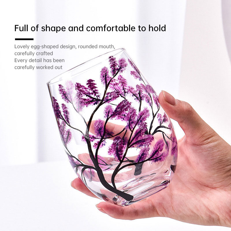 Four Seasons Hand-Painted Crystal Wine Glass