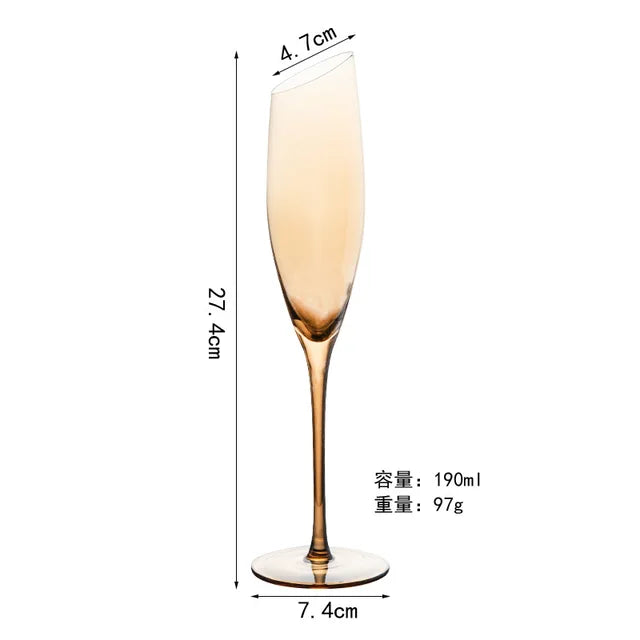 Nordic Luxury Amber Champagne Flutes – Gold Rimmed Lead-Free Crystal from Mish Mash Market
