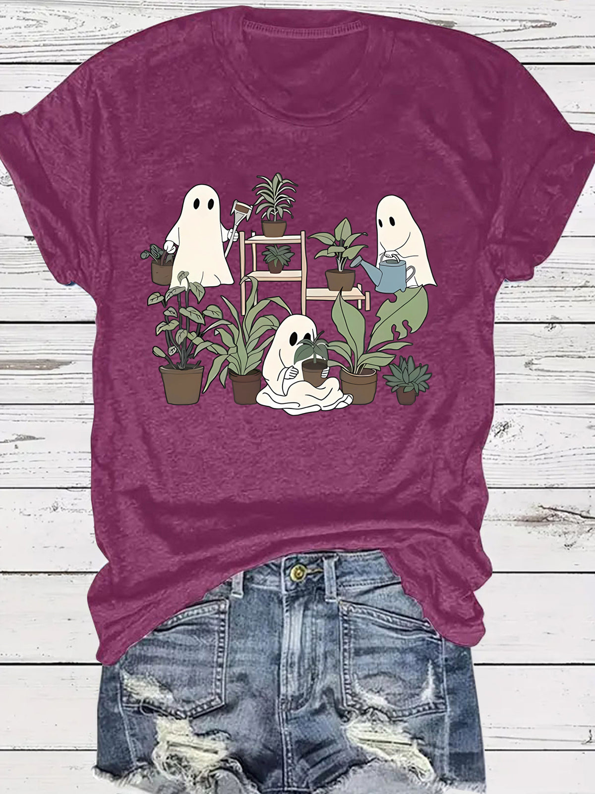 Halloween Cute Spooky Ghost Plant Lover Graphic T-Shirt from Mish Mash Market