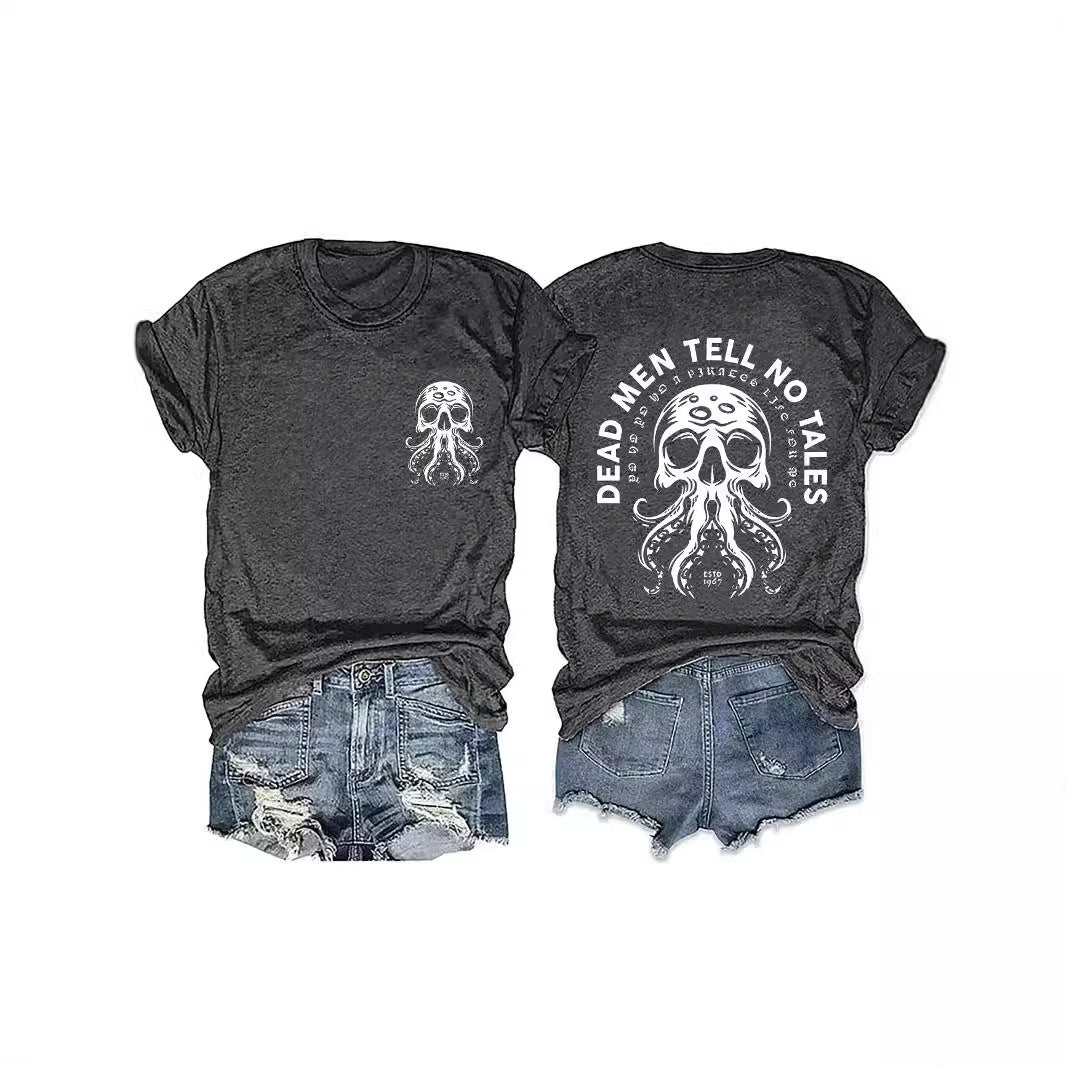 Halloween Octopus Skull Dead Men Tell No Tales Graphic Tee from Mish Mash Market