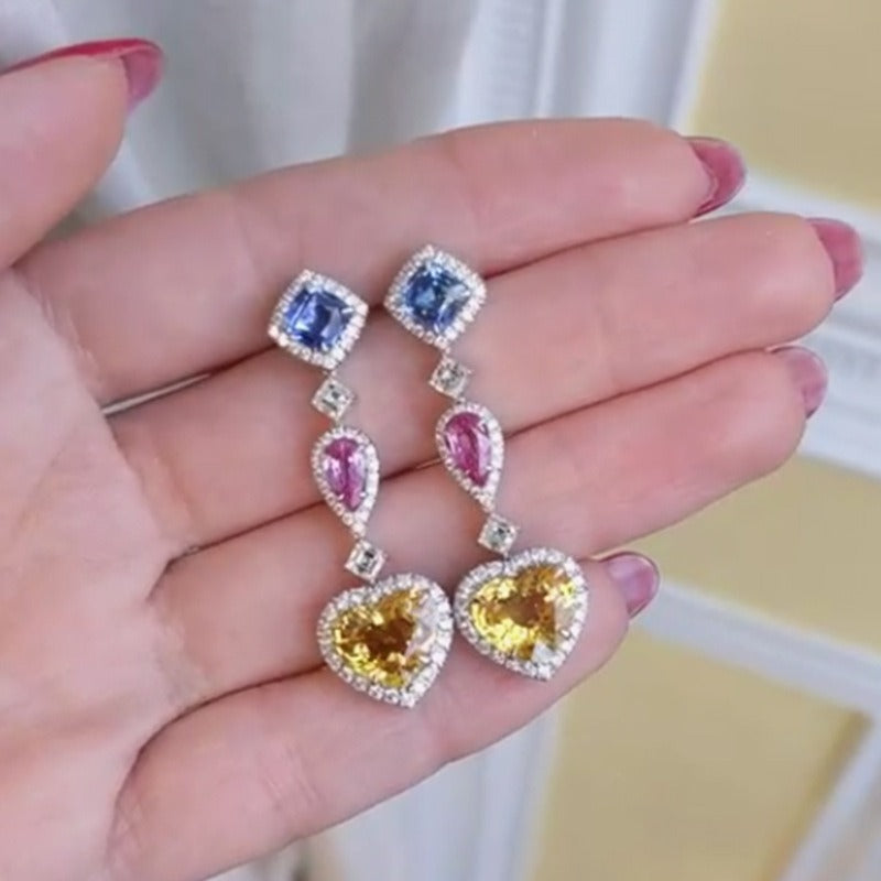 Women’s Love Geometric Long Drop Earrings – Slimming High-End Dangle Jewelry