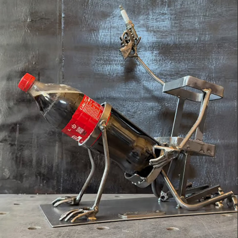 Skull 2-in-1 Metal Bottle Stand - Skeleton Wine & Bottle Holder from Mish Mash Market