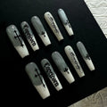 Gothic Press On Nails - Long Coffin Fake Nail Set with Tool Kit from Mish Mash Market