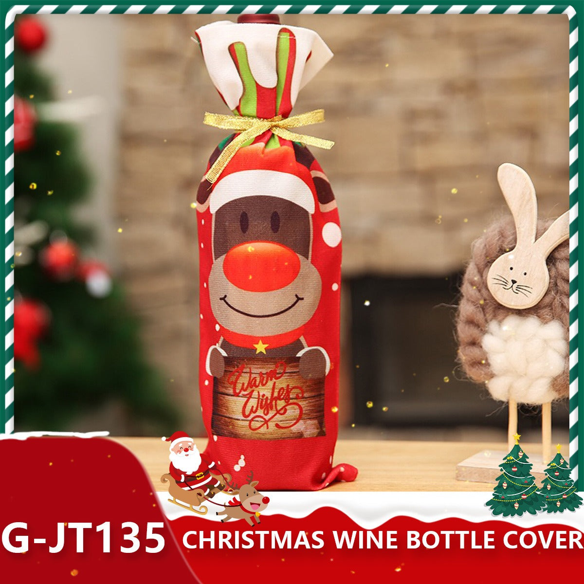 Festive Holiday Wine Bottle Gift Bags - Santa & Winter Themes from Mish Mash Market