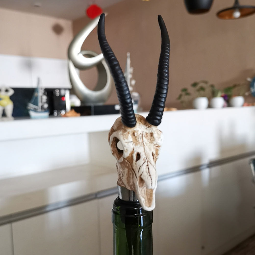 Antelope horn skull wine cork red wine bottle ornament from Mish Mash Market