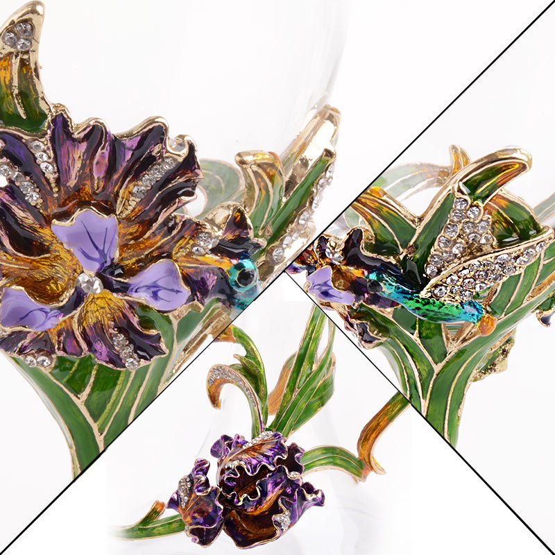 Luxury Hand-Painted Enamel Champagne Goblets - Elegant 2pc Wedding Gift Set from Mish Mash Market