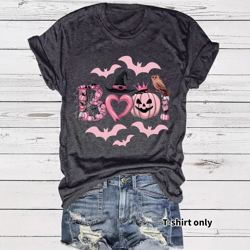 Women's Halloween Boo Graphic Print Short Sleeve T-Shirt from Mish Mash Market