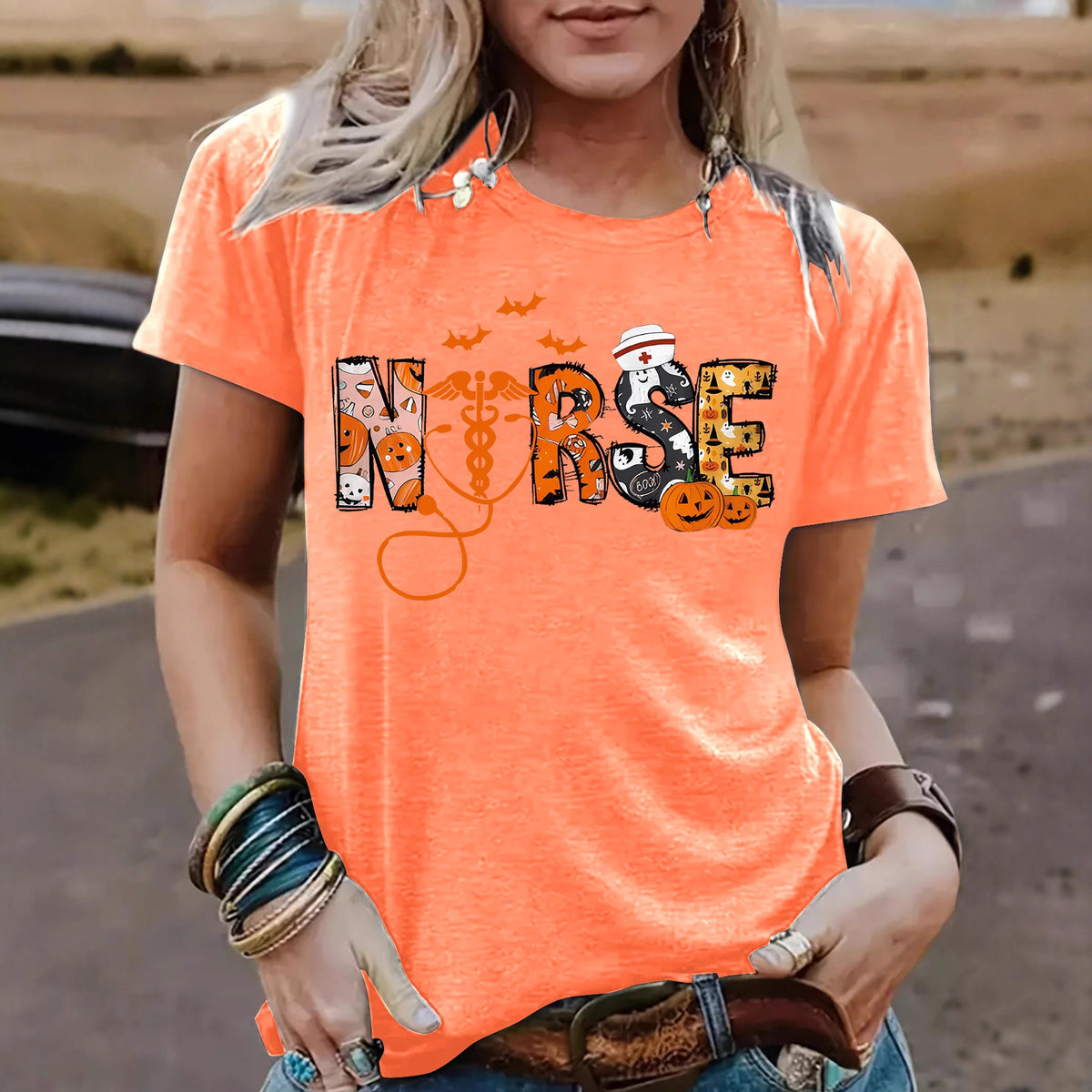 Spooktacular Halloween Nurse Graphic T-Shirt from Mish Mash Market
