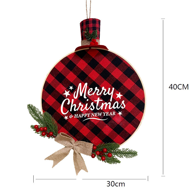 Red and Black Plaid Bamboo Christmas Wreath
