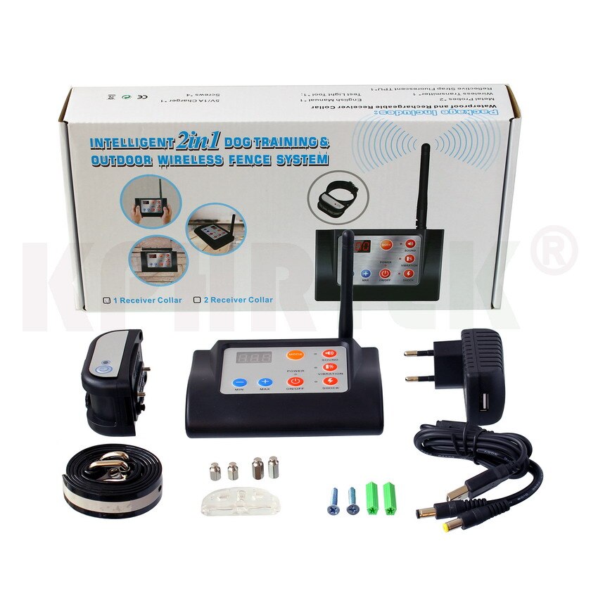 2-in-1 Wireless Dog Fence & Remote Training Collar System - Waterproof & Rechargeable from Mish Mash Market