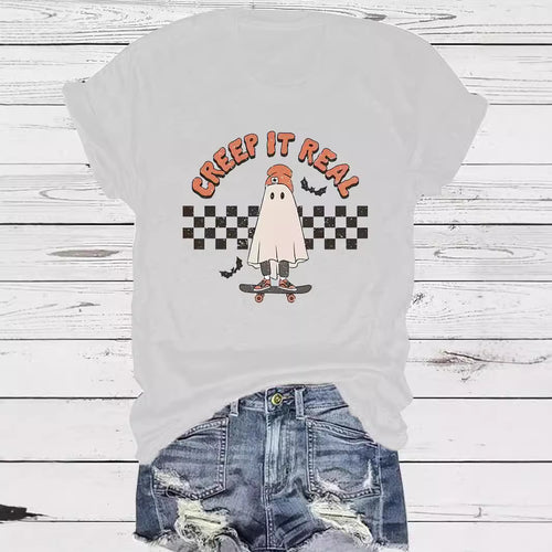 Creep It Real Halloween Ghost Graphic Short Sleeve T-Shirt from Mish Mash Market
