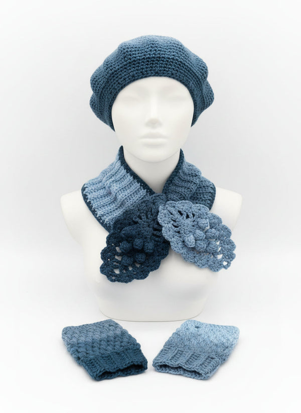 Beret, Scarf and Fingerless Gloves from Mish Mash Market