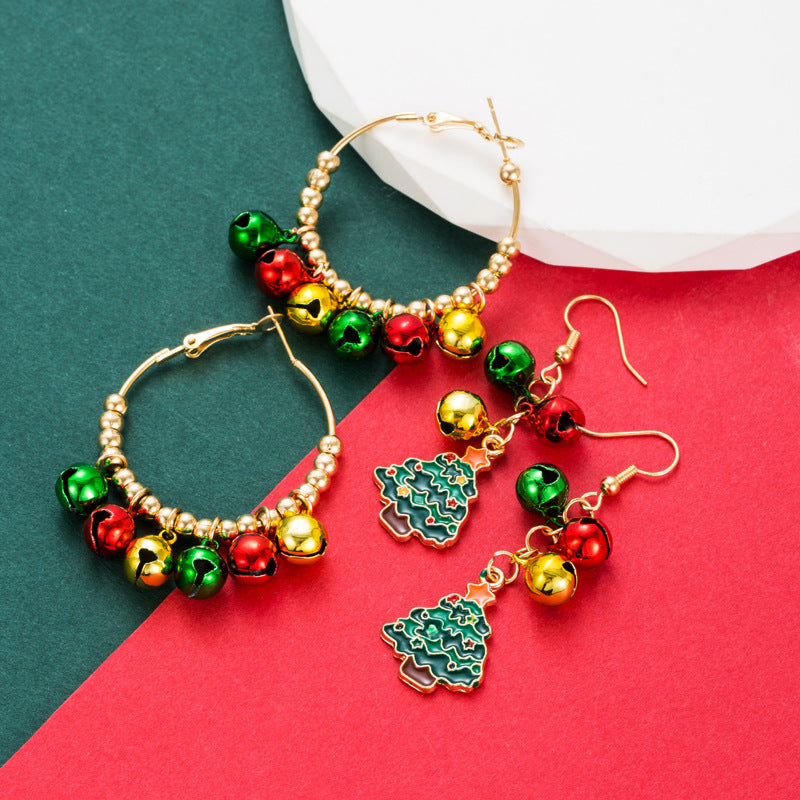 Christmas Tree & Bell Dangle Earrings