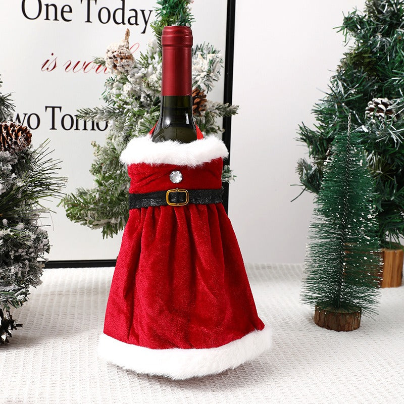 Christmas Red Wine Bottle Cover & Dress Decoration (Santa Suit Style) from Mish Mash Market