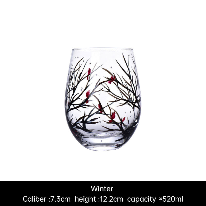 Four Seasons Hand-Painted Crystal Wine Glass from Mish Mash Market