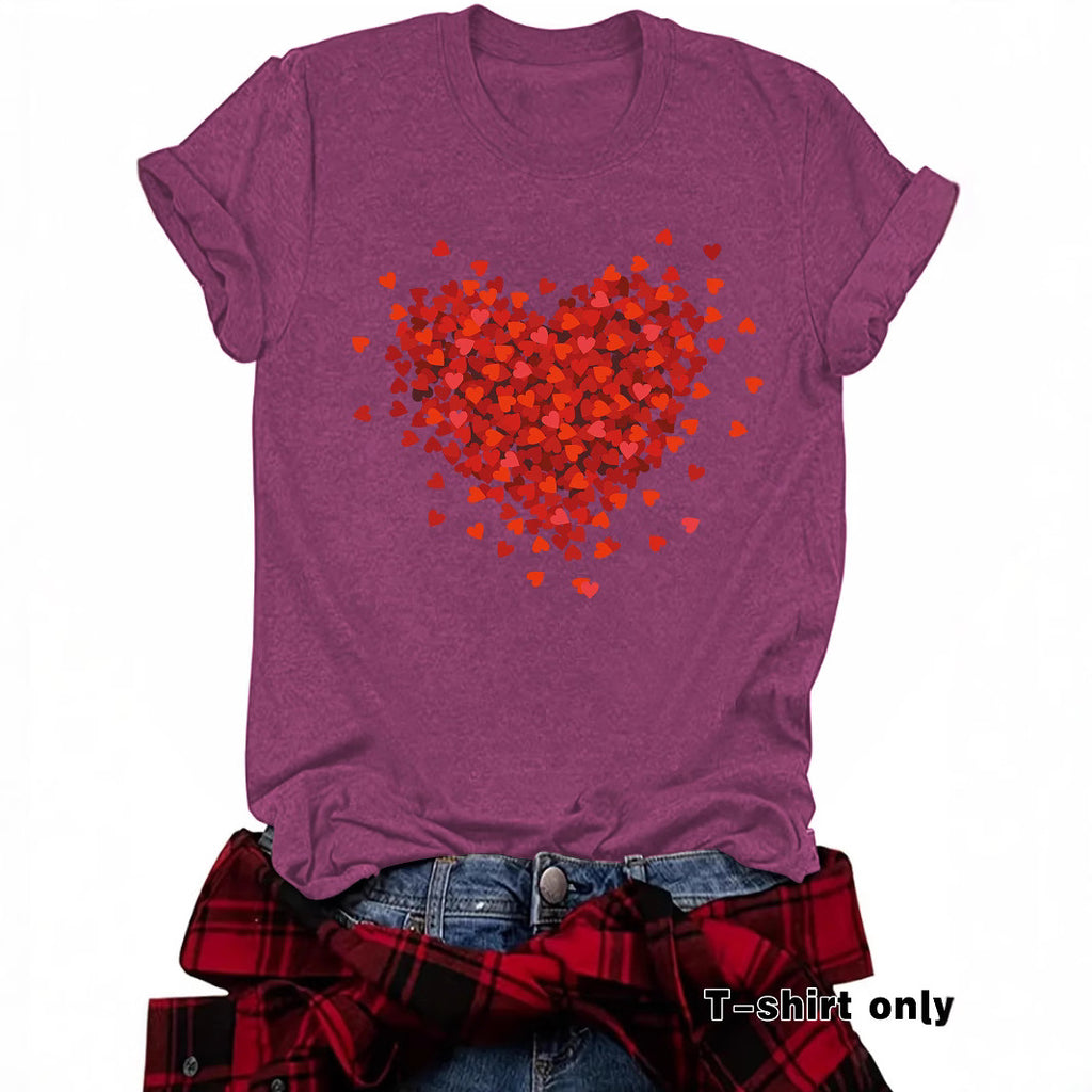 Women’s New Love Printed Short Sleeves – Casual Crew Neck Heart Graphic T-Shirt from Mish Mash Market