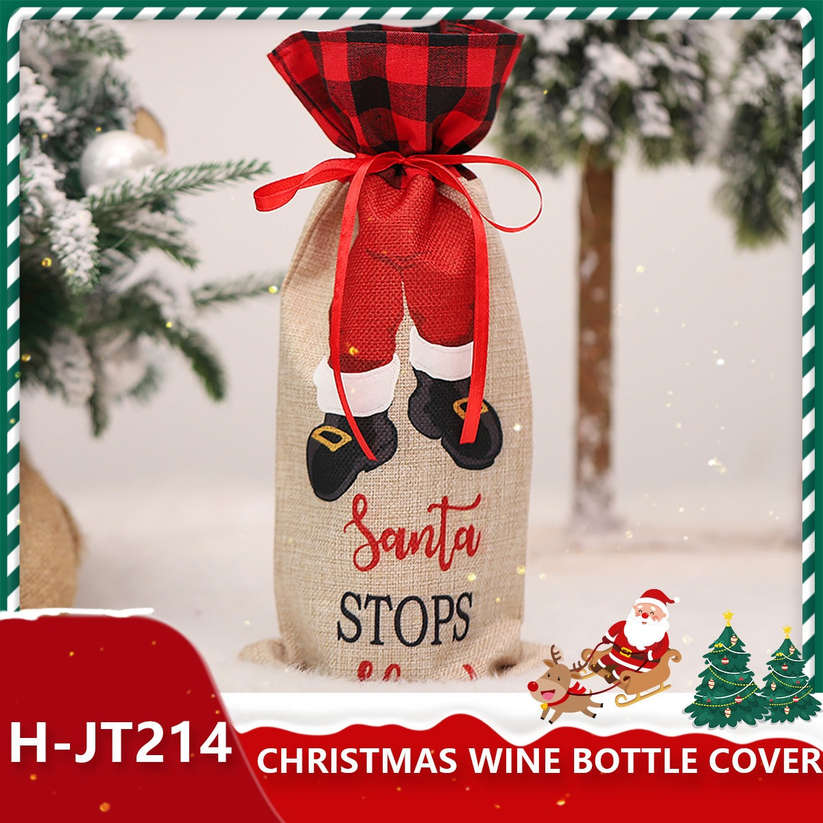 Festive Holiday Wine Bottle Gift Bags - Santa & Winter Themes from Mish Mash Market