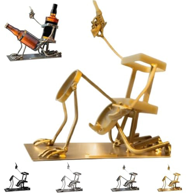 Skull 2-in-1 Metal Bottle Stand - Skeleton Wine & Bottle Holder from Mish Mash Market