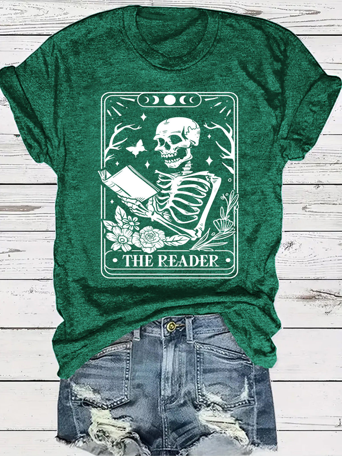 The Reader Halloween Floral Skeleton Graphic T-Shirt from Mish Mash Market
