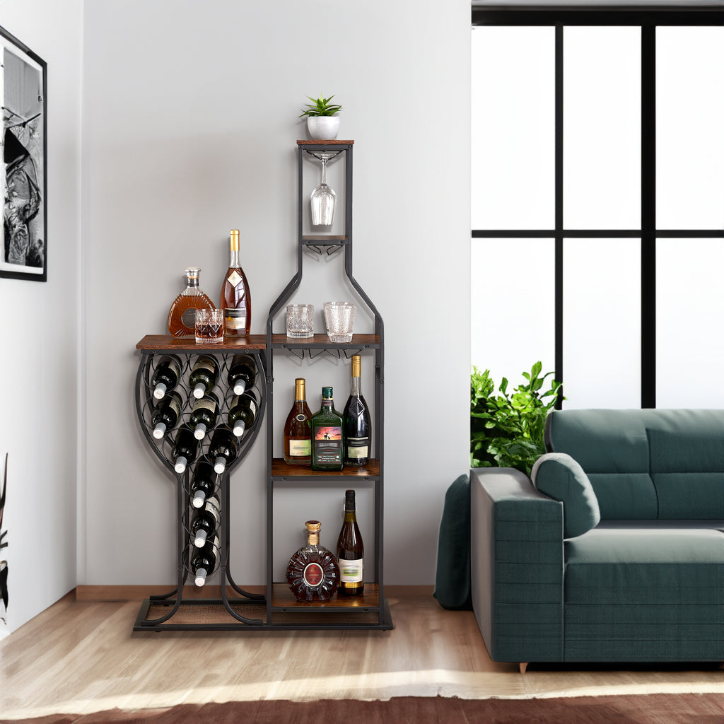 11-Bottle Freestanding Wine Rack – 5-Tier Bakers Rack with Glass Holder & Shelves from Mish Mash Market