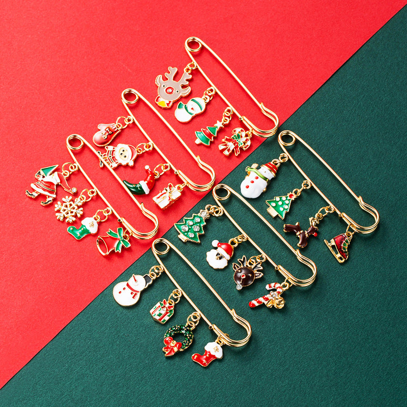 Christmas Enamel Pin Brooch Set