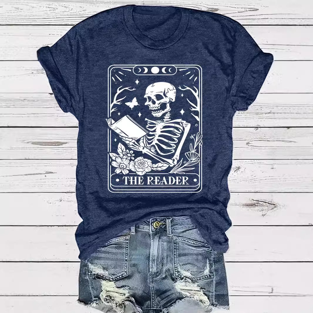 The Reader Halloween Floral Skeleton Graphic T-Shirt from Mish Mash Market