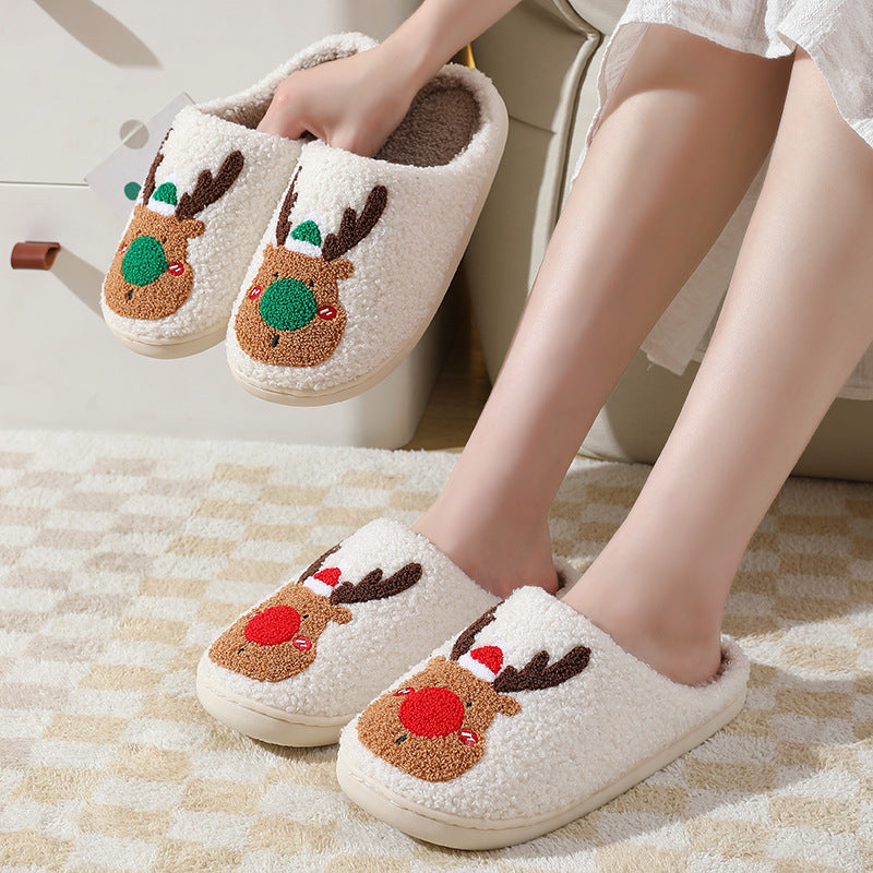 Christmas Elk Plush House Slippers from Mish Mash Market