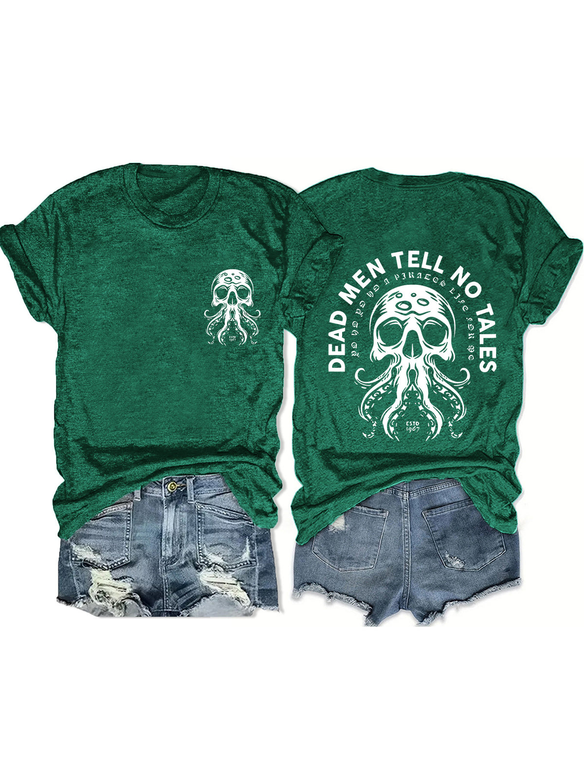 Halloween Octopus Skull Dead Men Tell No Tales Graphic Tee from Mish Mash Market