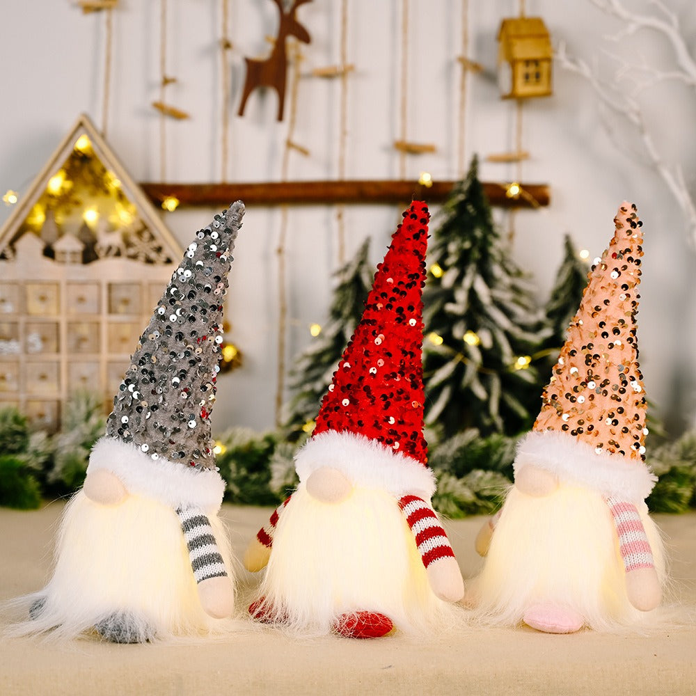 Sequined Holiday LED Lighted Plush Gnome from Mish Mash Market