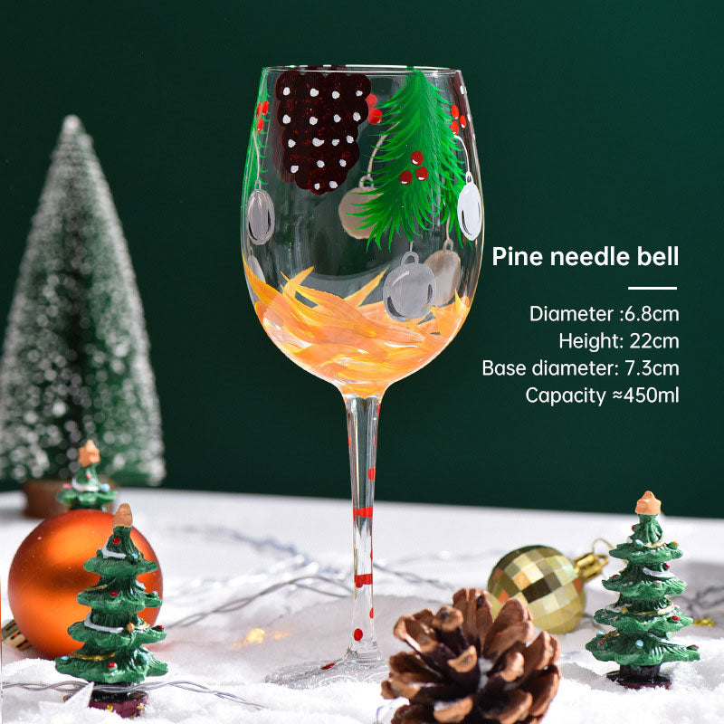Hand-Painted Christmas Wine Glass from Mish Mash Market