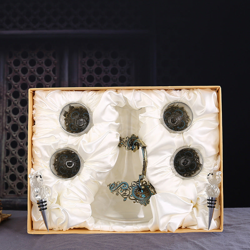 Luxury Enamel Crystal Wine Glass & Decanter Set – Lead-Free Hand-Painted Gift Set from Mish Mash Market